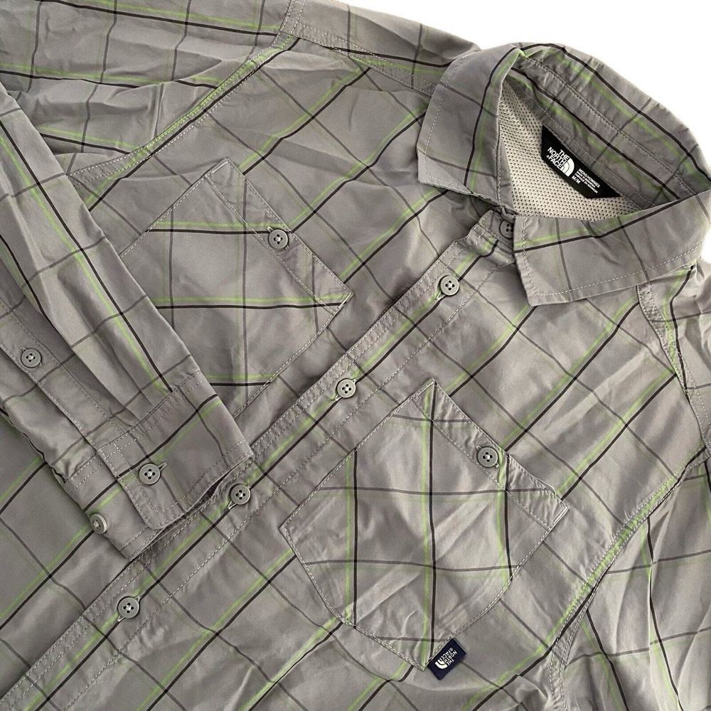 The North Face BUTTON UP Gray Vented Fishing Outdoor Roll-up Sleeves M